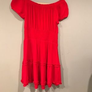 Red off the shoulder dress